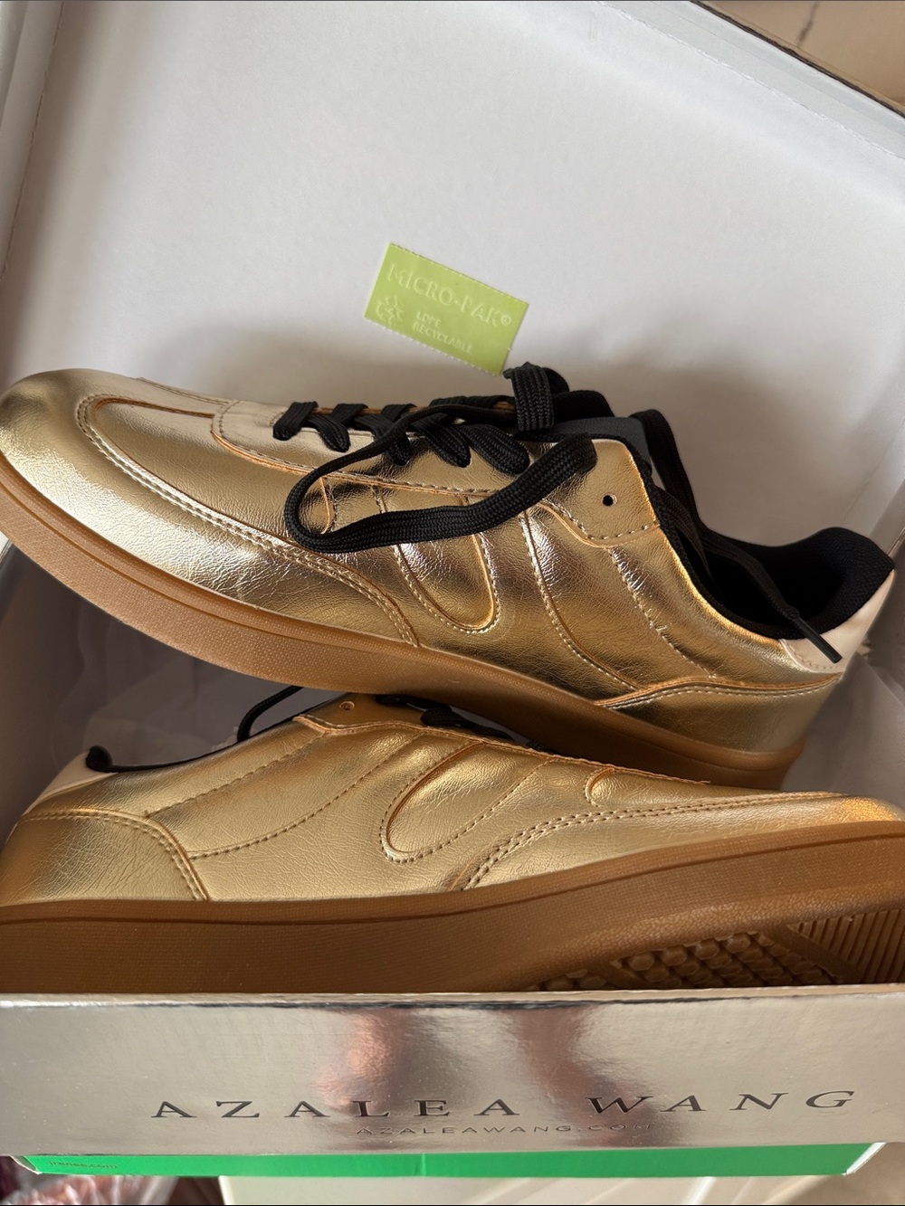 Azalea Wang Women’s Gold Sneakers - Casual Low-Top